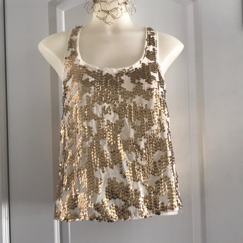 Gold sequin tank